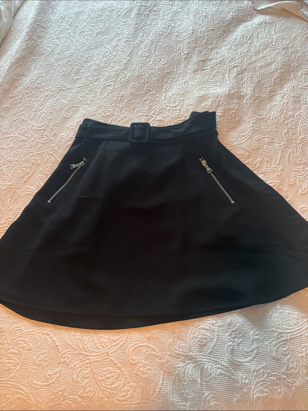 Express Black a line  Skirt with Belted Waist